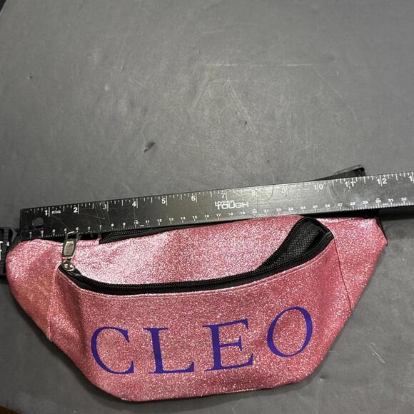 Cleo Pink Glitter Preppy Designer Fanny Pack Outdoor Waist Belt Bag - Picture 11 of 12